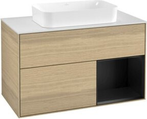 Villeroy & Boch Waschtischunterschrank Finion mit Abdeckplatte in Weiß und Eichenfurnier, B/T/H: 100 x 60,3 x 50,1 cm - Bild 1
