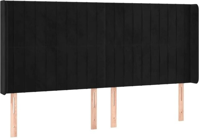 vidaXL Kopfteil mit Ohren in Schwarz aus Samt, B/T/H: 163 x 16 x 118/128 cm - Bild 1