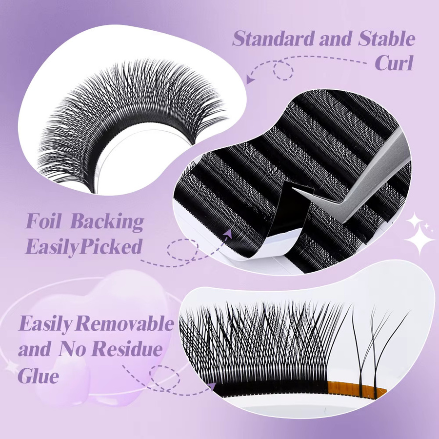 Wendy Lashes Wimpernverlängerung 2D/3D YY-Form, Schwarz Braun, C/D-Locken - Bild 5