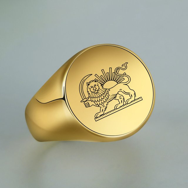 likgreat Fingerring Iran Löwe und Sonne, Edelstahl, Unisex - Bild 1