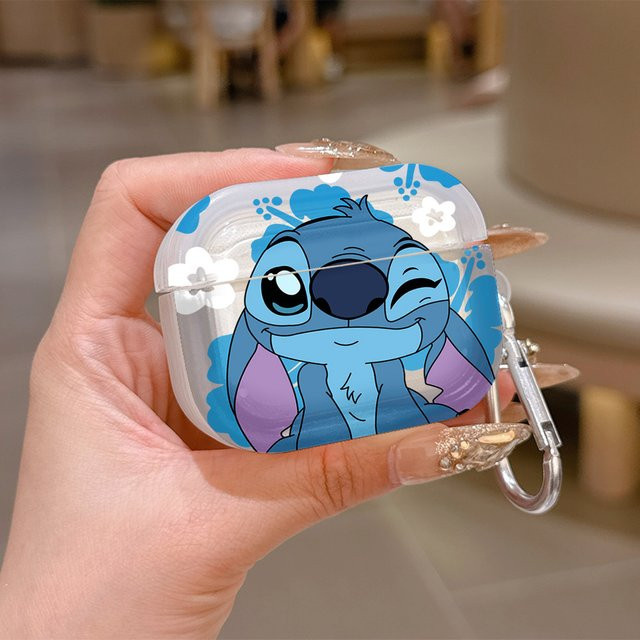 Transparente Silikonhülle mit Stitch Cartoon Motiv für Apple AirPods 4, 3, Pro, 2 und 1 - Bild 1