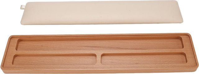 Ergonomische Tastatur-Handgelenkauflage aus Holz mit Memory-Schaum und rutschfester Gummiunterseite von OutsideWorld in Beige - Bild 1