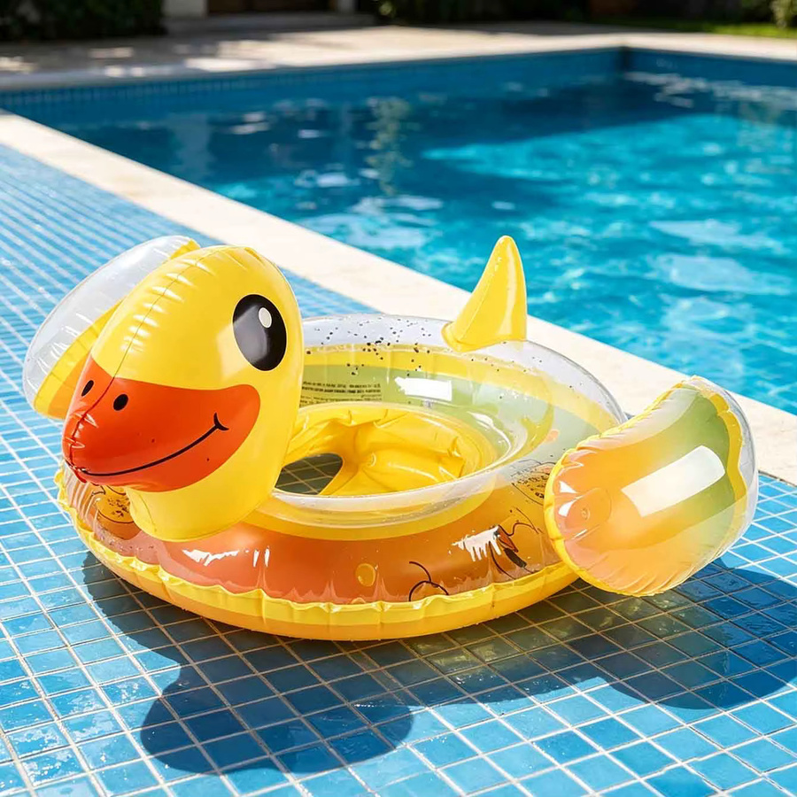 Aufblasbarer Enten-Schwimmring aus PVC in Gelb für komfortables Sitzen im Pool - Bild 2