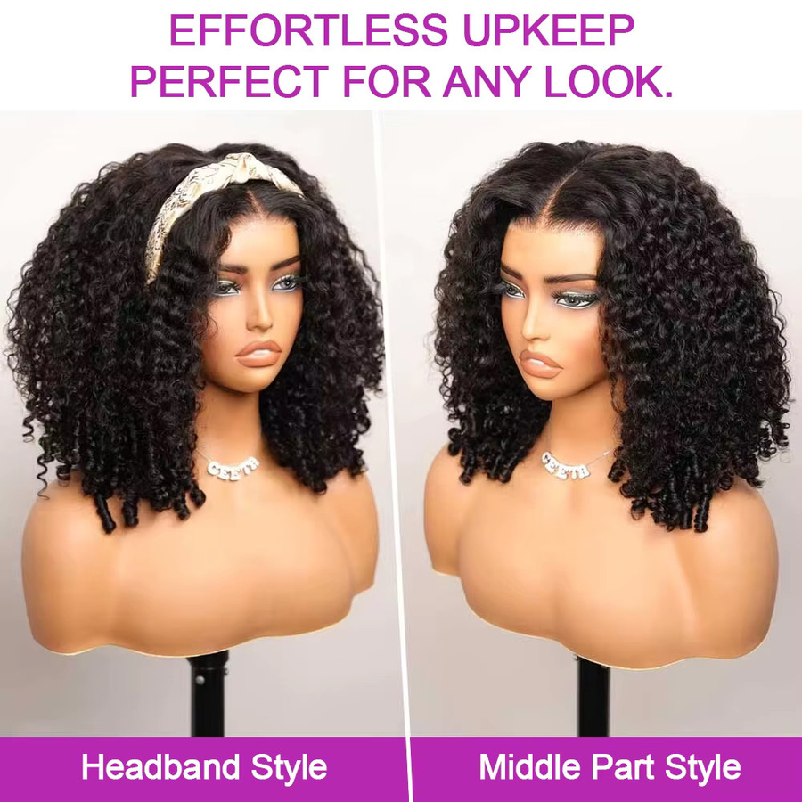 HJ WEAVE BEAUTY Afro Kinky Echthaar-Perücke mit Pony, Damen, 300% Dichte - Bild 2