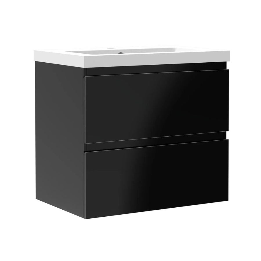 Duschparadies Waschtisch Zwenia 2-teilig aus Keramik und MDF in Schwarz Hochglanz, B/T/H: 60 x 38,5 x 52 cm - Bild 2