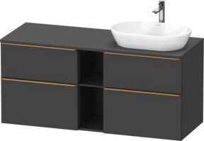 Duravit Waschtischunterschrank D-Neo in Grau Matt mit internen Schubladen und offenen Regalfächern, Wandmontage, B/T: 140 x 55 cm - Bild 1