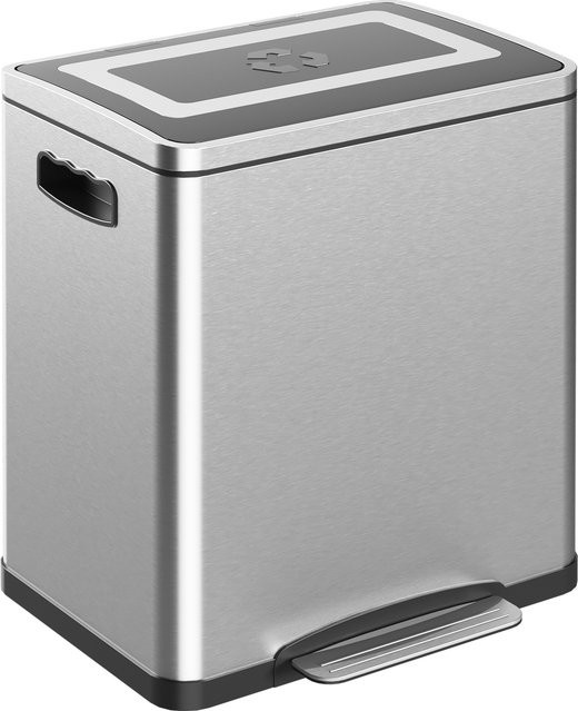HOMCOM Mülleimer für die Küche mit Mülltrennung in 2 Fächern, Edelstahl Silber, 2 x 15L, B/T/H: 34,8 x 40,0 x 47,5 cm - Bild 1