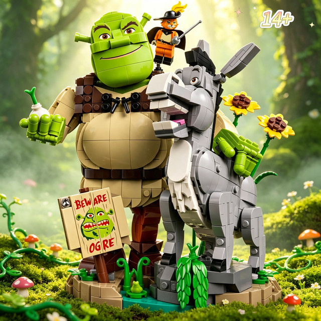 Hot Toys Shrek Klassische Filmfiguren Shrek Esel Mäusefellmann, Modellbausatz, 1403 Teile, ab 14 Jahren - Bild 1