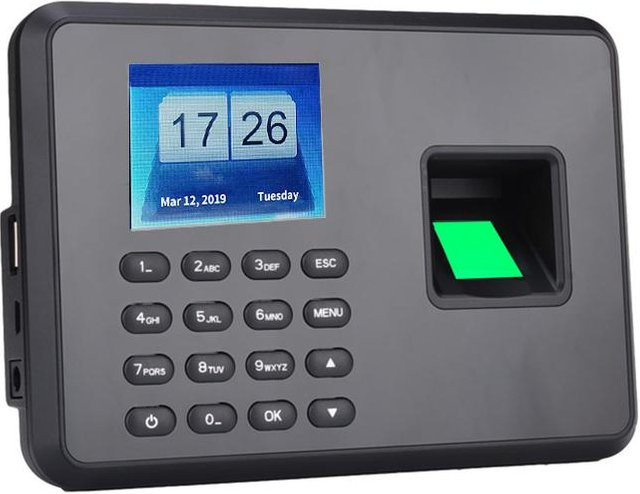 Igeteck Biometrisches Fingerabdruck-Anwesenheitssystem mit Passwortfunktion und EU-Stecker in Schwarz - Bild 1