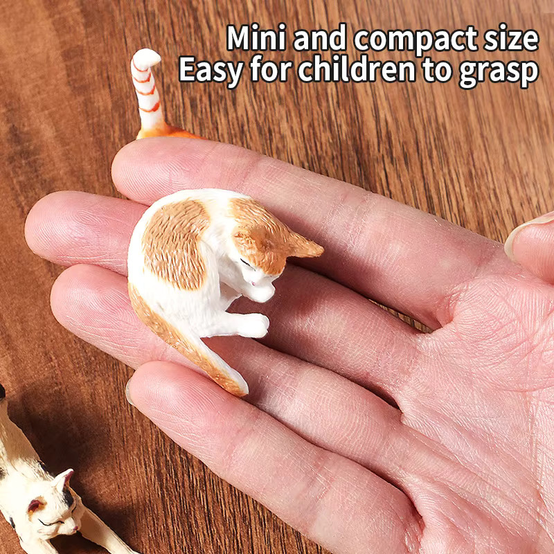 XIALIBAOMOWAN Mini-Katzenfiguren-Modell-Set, 12-teiliges Set, Grau und Orange - Bild 3