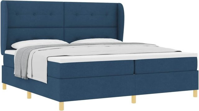 vidaXL Boxspringbett mit Matratze in Blau aus Stoff, B/T/H: 90 x 190 x 201 cm - Bild 1