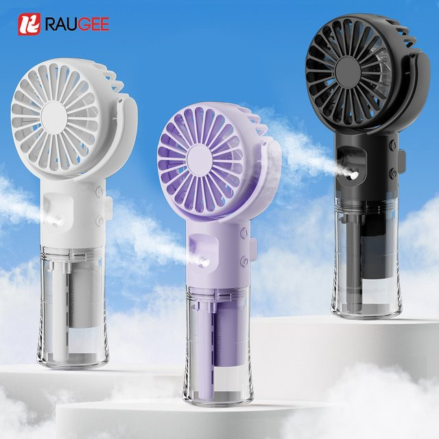 Tragbarer Mini-Ventilator von raugee mit Luftbefeuchter und Sprühfunktion, USB-aufladbar, Farbe: Purple - Bild 1