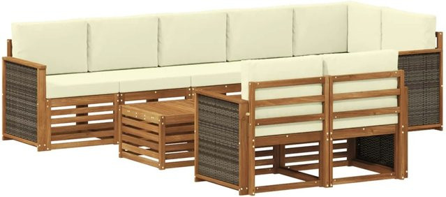 vidaXL Sofagarnitur aus Massivholz Akazie in Braun mit modernem Latten-Design und reversibler Funktion - Bild 1