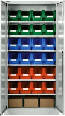 Materialschrank MSI 2409 aus Stahl mit 24 Fächern und 6 Fachböden, Farbe: Lichtgrau, B/T/H: 95,0 x 40,0 x 193,5 cm - Bild 1