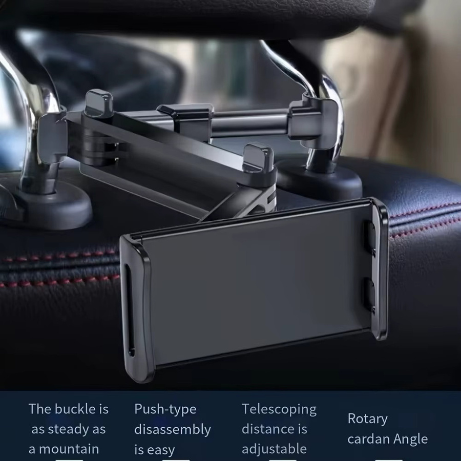 Teleskopische Auto-Rücksitz-Kopfstützenhalterung für Telefon und Tablet in Schwarz, Montagehalterung für 4-11 Zoll Geräte - Bild 5