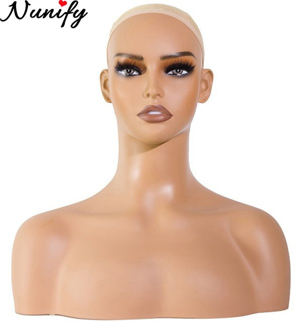 Nunify Perücke Mannequin Kopf mit Make-Up, Realistische Weibliche Puppe Kopf mit Schultern - Bild 1