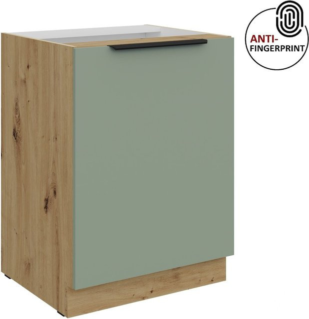 Küchenunterschrank ARIA in Aquamarin matt mit Anti-Fingerprint-Beschichtung und Einlegeboden, Breite: 60 cm - Bild 1