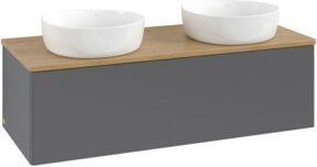 V&B Waschtischunterschrank Antao mit Beleuchtung, Eiche Honig, Anthrazit lackiert, B/T/H: 120 x 50 x 50 cm - Bild 1