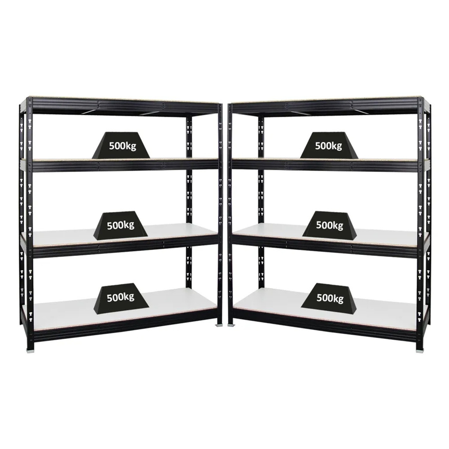 2er-Set PROREGAL Rhino Profi Schwerlastregal Schwarz mit 4 Melamin-Ebenen, H x B x T: 180 x 160 x 60 cm - Bild 2
