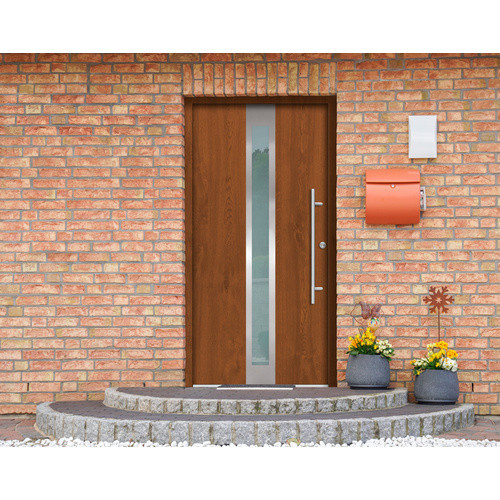 Splendoor Sicherheitshaustür RHODOS Prime RC2 aus Aluminium in Golden Oak Braun mit Glaseinsatz, Höhe: 210,0 cm, Breite: 110,0 cm, Tiefe: 7,0 cm - Bild 2