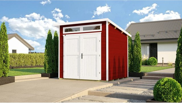 WEKA Gartenhaus 264 aus Massivholz mit Pultdach in Rot, B/H/T: 263 x 239 x 285 cm - Bild 1