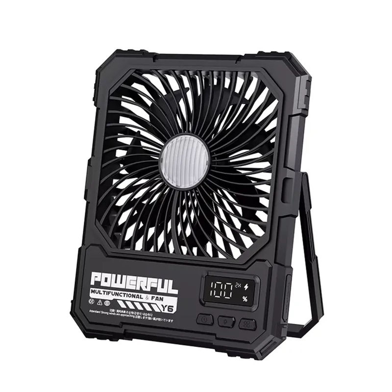 raugee Camping-Ventilator mit 20000mAh Akku, tragbarer faltbarer Tischventilator und Deckenventilator mit LED-Licht, Farbe: Schwarz - Bild 7