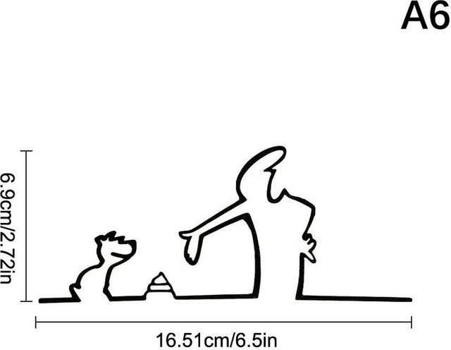 Papert Linea Minimalist Line Art Autoaufkleber mit Cartoon-Figur Design in Schwarz für Stoßstange, Fenster, Tür oder Wand, Größe A6 - Bild 1