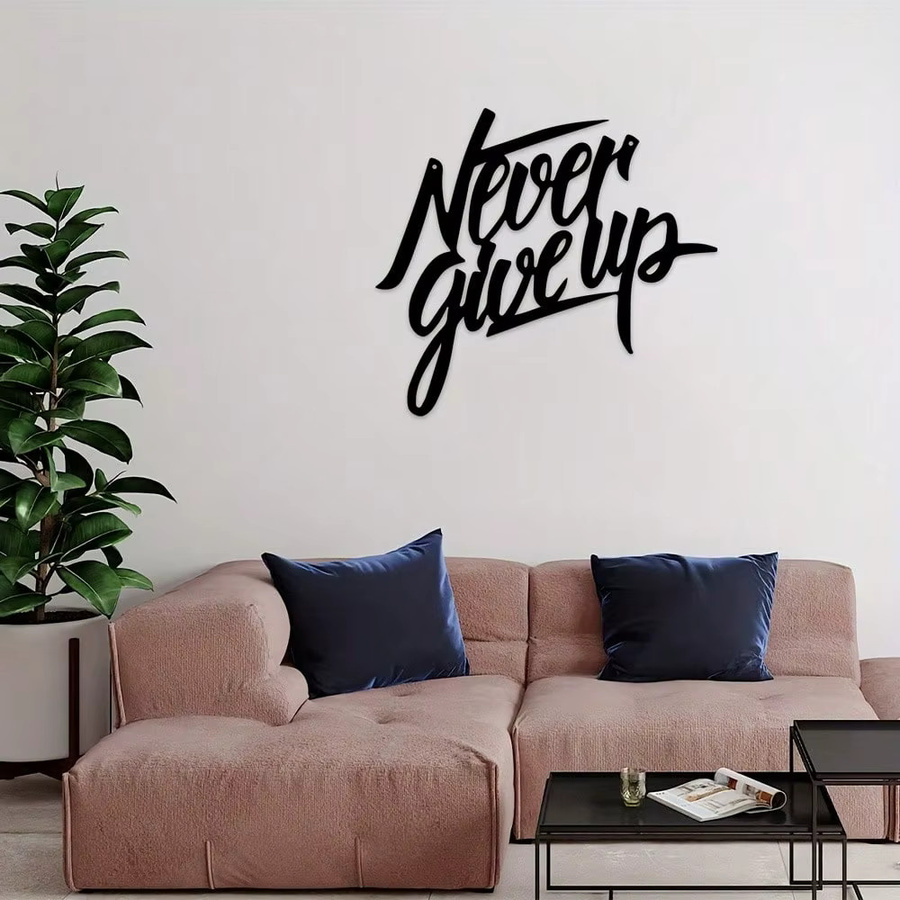 Wanddekorationsschild aus Metall CIFBUY Never Give Up in Schwarz - Bild 3