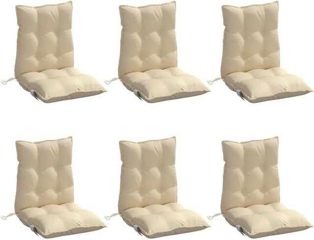 6er Set vidaXL Niedriglehner-Auflagen aus wasserabweisendem Oxford-Gewebe in Beige - Bild 1