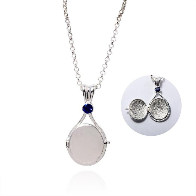 Halskette Meerjungfrau Shell Medaillon Anhänger, Blau, Unisex - Bild 1