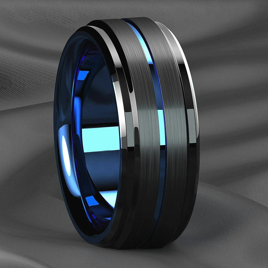 YIRAN Ring Edelstahl, Schwarz, Gebürstet, Unisex - Bild 2