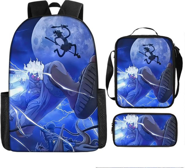 One Piece Schultaschen-Set Luffica Seefahrer-König in Blau mit Rucksack und Zubehör - Bild 1