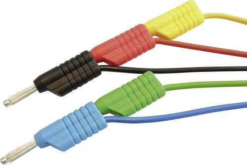 Voltcraft MS 4100S Messleitungs-Set mit 4mm Lamellensteckern, 1,00 m Länge, Farben: Rot, Schwarz, Blau, Grün, Gelb - Bild 1