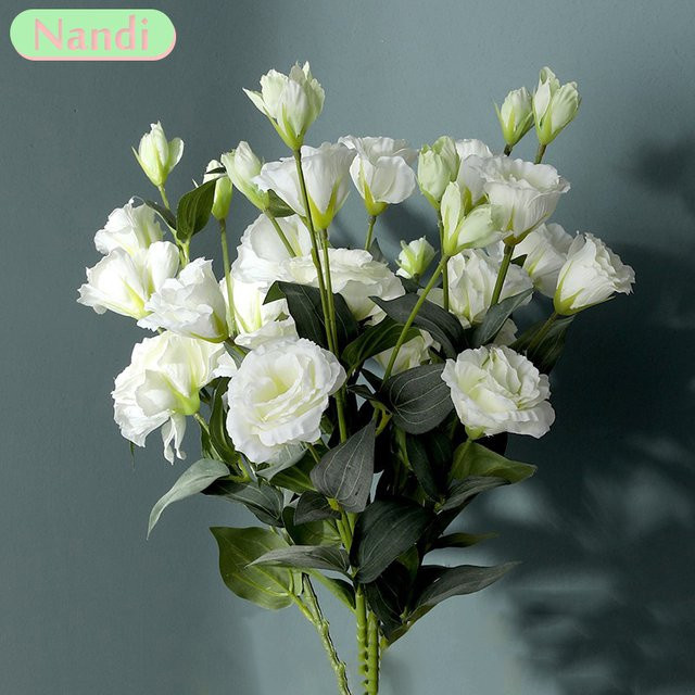 3er Set Künstliche Blumen von NANDI in Weiß und Gold mit Rosen, Pfingstrosen und Eukalyptus Blättern aus Textil für Hochzeit, Party und Tischdekoration - Bild 1