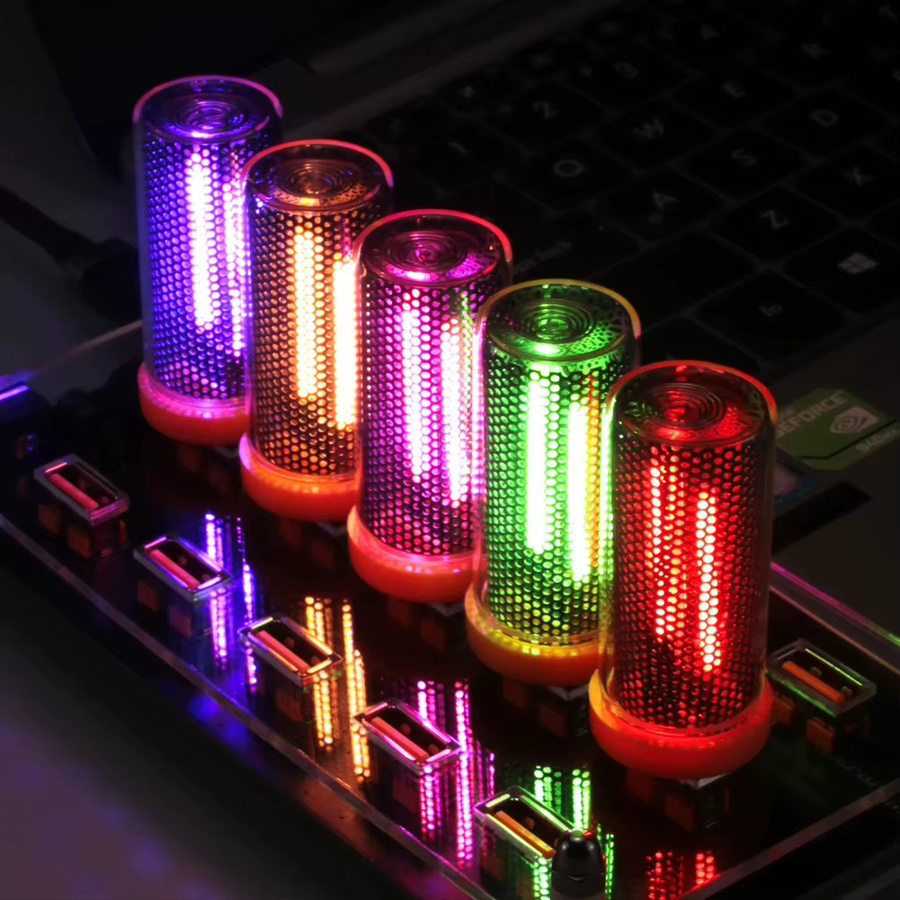 USB LED-Atmosphärenlampe mit Touch-Steuerung und RGB-Multicolor-Effekt, tragbare Glas-Stimmungslampe für Schlafzimmer und Dekoration, transparent - Bild 3
