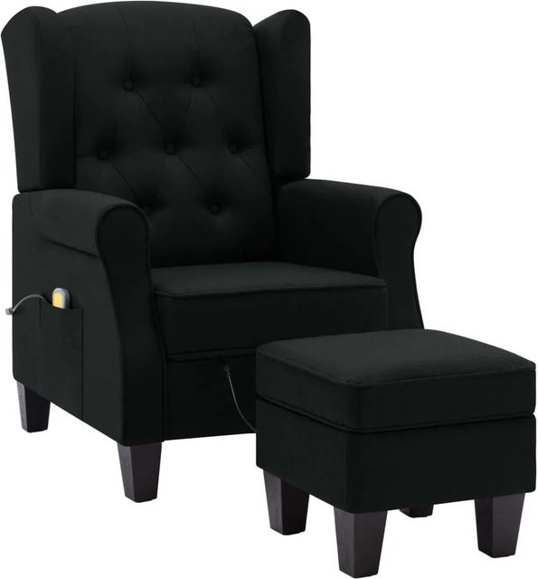 vidaXL Massagesessel mit Hocker in Schwarz aus Stoff und Holzrahmen - Bild 1