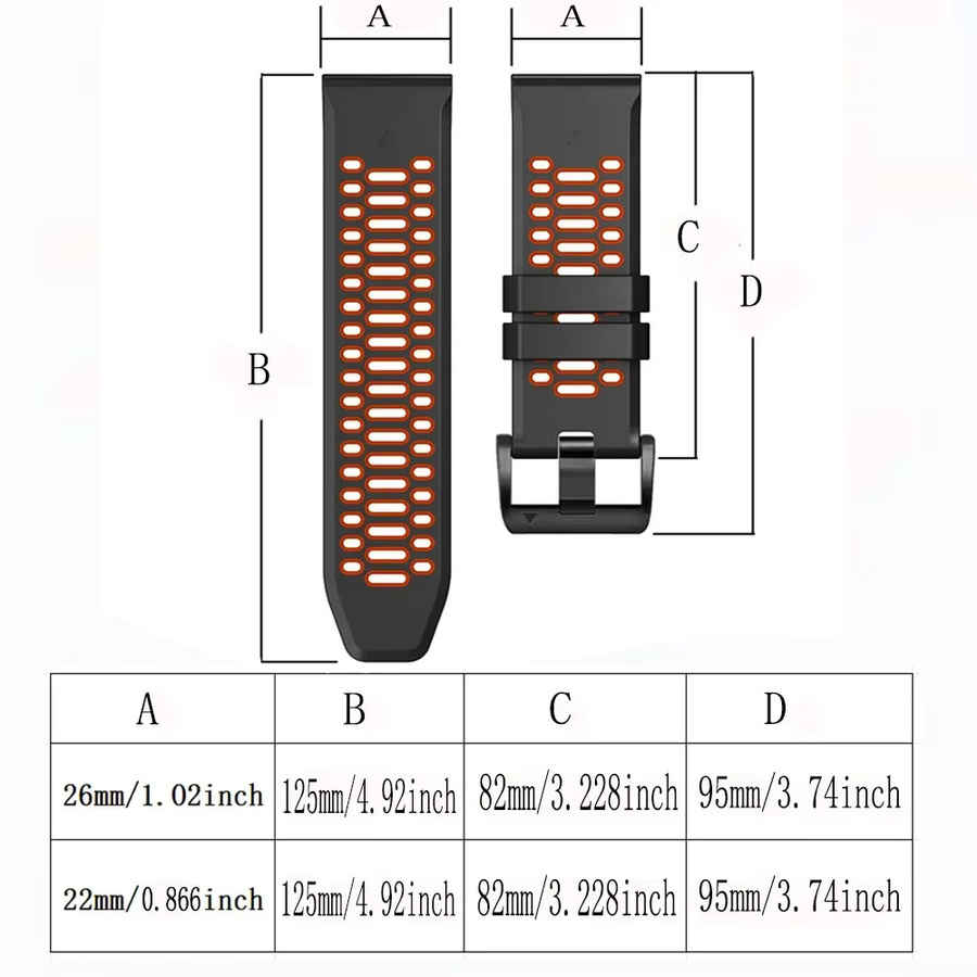 QCTOG Uhrenarmband Silikon, 22 26mm, Unisex - Bild 3