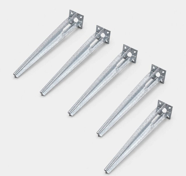 TRUTZHOLM 5er Set Bodenhülsen aus verzinktem Stahl, Durchmesser: 34 mm, Länge: 50 cm, Farbe: Silber - Bild 1