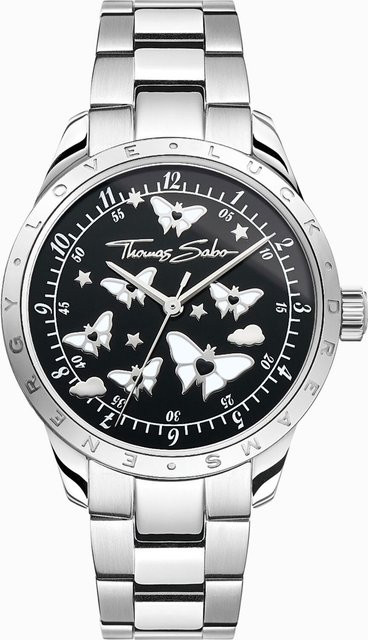 Thomas Sabo Damenuhr, Schmetterlinge, Edelstahl, Quarz, 34 mm, 10 ATM - Bild 1