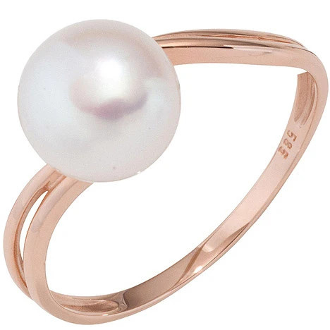Colfem Ring 585 Roségold, Süßwasser Perle, Damen, Ringgröße 54 - Bild 1