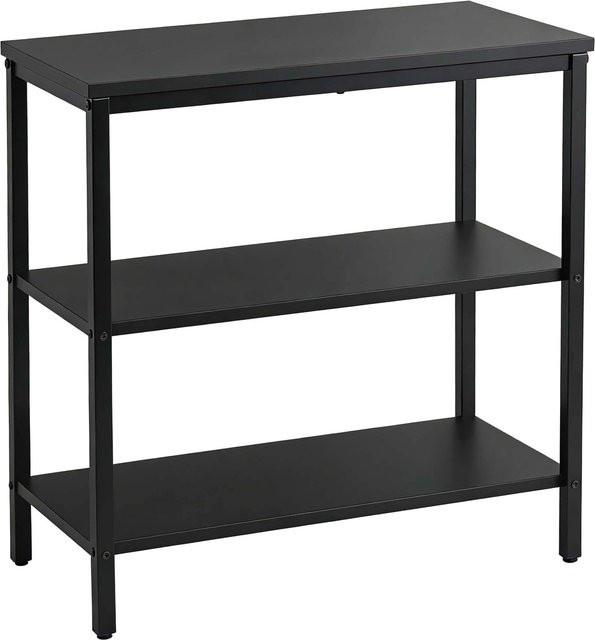 Relaxdays Nachttisch aus Holzwerkstoff und Stahl in Schwarz, höhenverstellbar mit 3 Ablagen, B/T/H: 60 x 30 x 61 cm - Bild 1