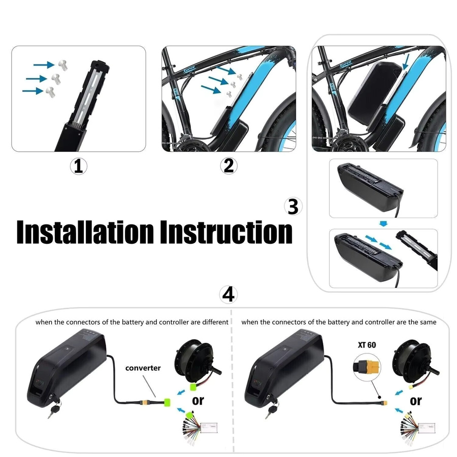 Aleaivy Hochwertiger 4-Pin Hailong E-Bike-Akku in Schwarz für Mountainbikes mit 18650 und 21700 Zellen kompatibel mit Bafang 250W 500W 1000W - Bild 3