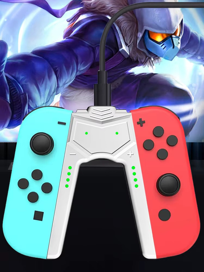 ALLOET Joy-Con Ladegriff für Nintendo Switch OLED mit USB-C Anschluss, Farbe: Schwarz - Bild 6