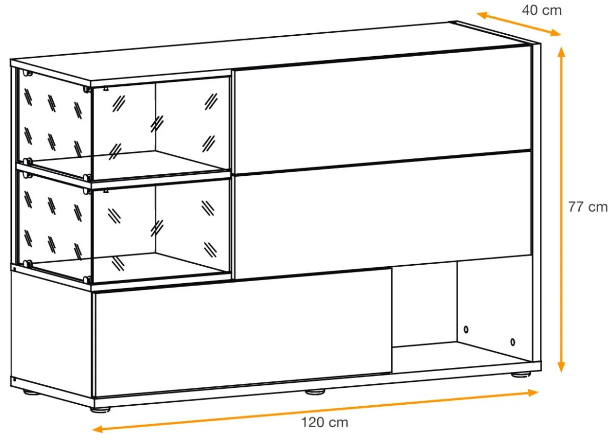 Sideboard Lester in Grau und Wotan Eiche mit integrierter Beleuchtung, Breite: 120 cm - Bild 5