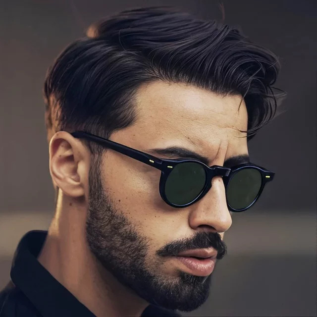 Kleine runde Korrektionsbrille, Vollrand, Kunststoff, Schwarz, Unisex - Bild 1