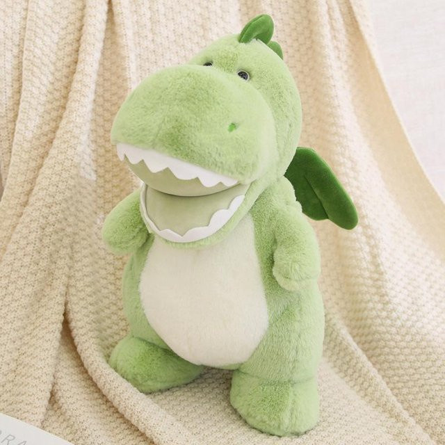 Binchi Keji Travel Happy Sitting Dinosaurier Plüschtier, Grün Gelb, 25cm - Bild 1