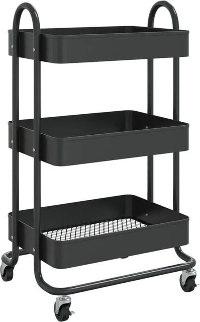 vidaXL 3-Etagen-Servierwagen aus Stahl in Schwarz, B/T/H: 43 x 34 x 79 cm - Bild 1