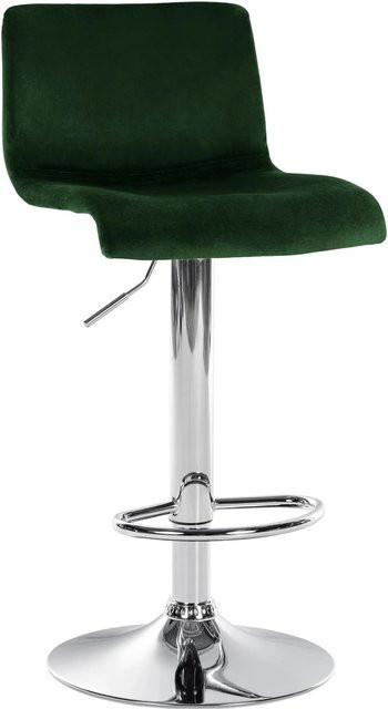 DELUKE Barhocker PESAN höhenverstellbarer Samt Barstuhl in Grün mit silbernem Fuß, drehbar mit Lehne, B/T/H: 39 x 36 x 83 cm - Bild 1