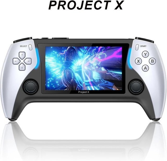 BOYHOM Project X Handheld-Spielkonsole mit 4,3-Zoll-High-Definition-IPS-Bildschirm, Retro-Arcade-Ausgabe und Dual-Joystick-Unterstützung, Weiß - Bild 1