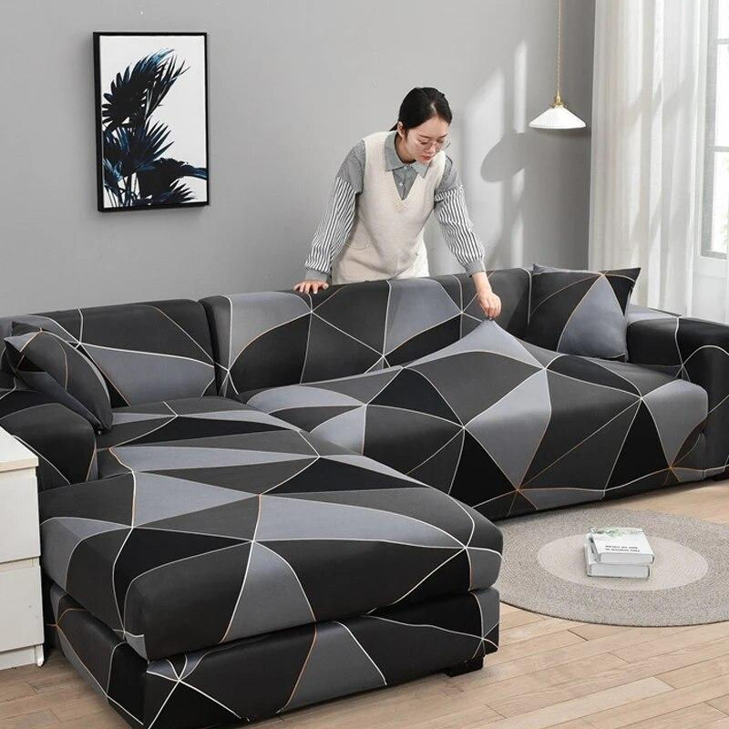 Elastischer Sofabezug von Your Warm Home in Schwarz für 1-Sitzer, Chaiselongue oder Ecksofas, Stretchbezug aus Polyester und Elastan, Breite: 90-140 cm - Bild 3